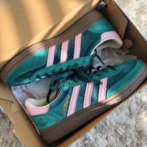 Adidas Green and Pink Suede Sneakers